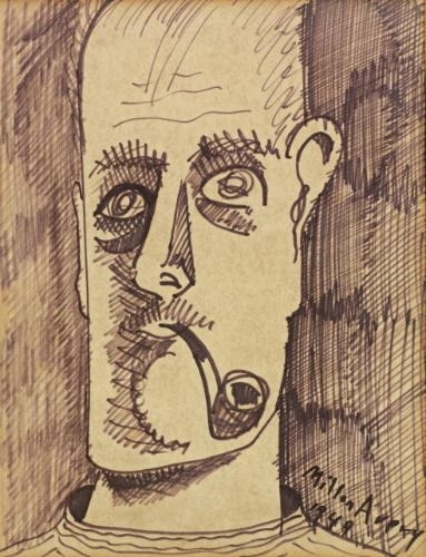 Milton Avery | Self-Portrait with Pipe (1949) | MutualArt