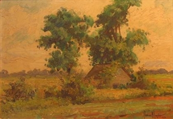 SUMMER LANDSCAPE WITH COTTAGE - Clarence W. Snyder