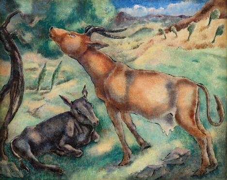 COW AND CALF by George Biddle, 1931