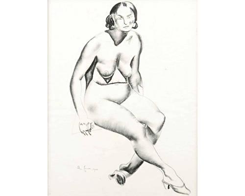 Seated female nude by William McCance, 1930