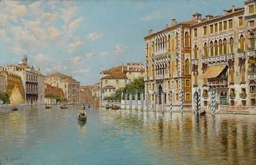 A view looking west along the Grand Canal, Venice by Rafael Senet