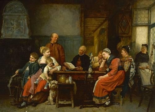 A family gathering by Gustave Brion