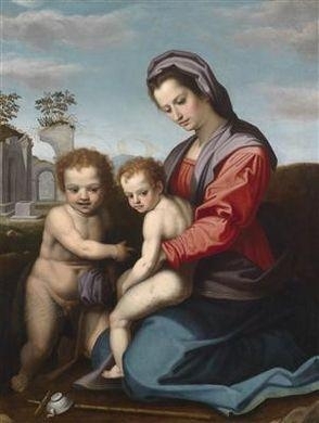 The Virgin Mary with the Christ Child and St. John the Baptist as a boy by Jacopo Chimenti