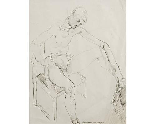 Male nude study by Robert Colquhoun, 1940