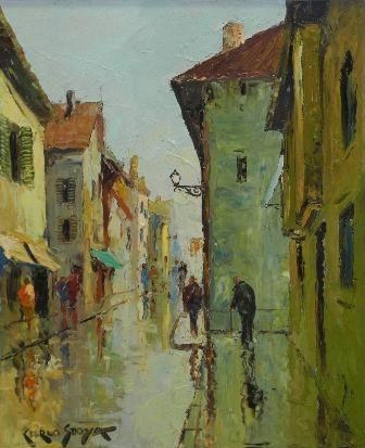 Rainy Street Scene by Carlo Sdoya