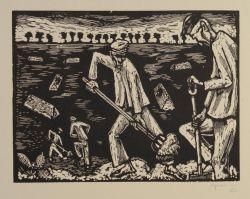 Artwork by Václav Synek, 8 works: German prisons, Made of woodcuts on paper