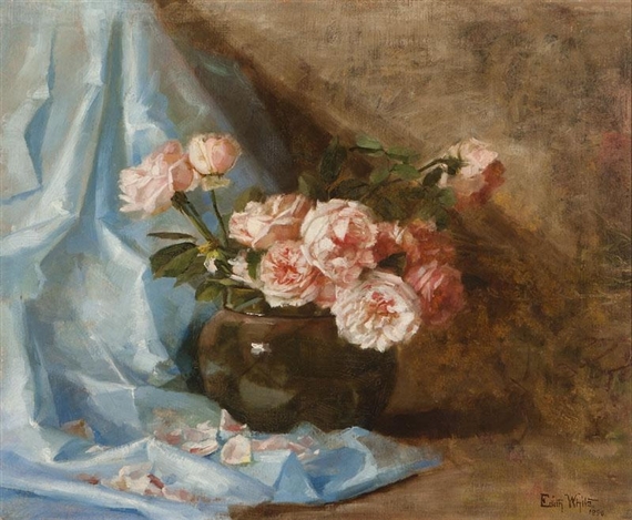 Edith White | Still life with pink roses | MutualArt