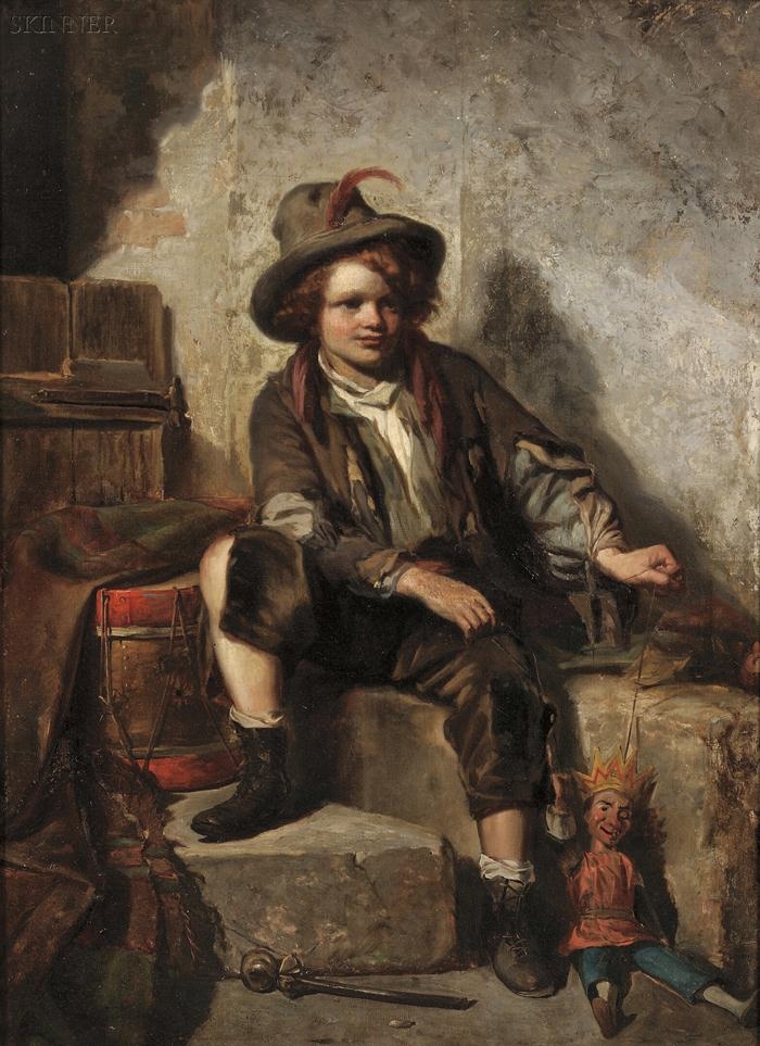 Portrait of a Boy with a Puppet by Ludwig Knaus