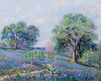 Bluebonnets and Trees on a Hillside - Ellie Wheeler