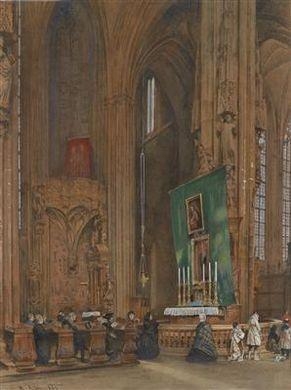 Inneres der Stephanskirche by Rudolf von Alt, 1863