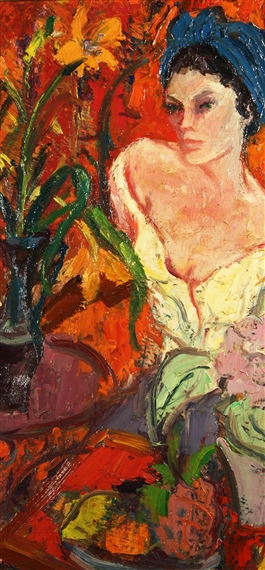 Woman with Flowers by Olga Mischkine