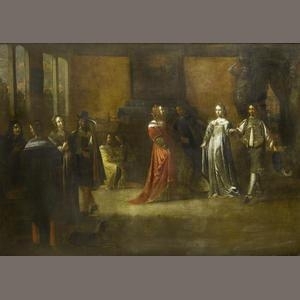 Elegant figures merrymaking in an interior - Frans de Geffels