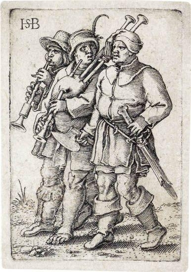 Eight works: The Peasants' Wedding Procession by Hans Sebald Beham, circa 1540