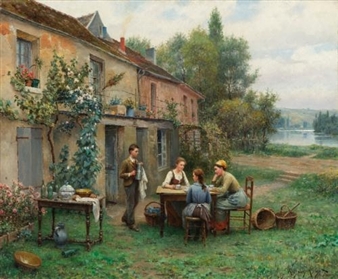 Coffee in the Garden - Daniel Ridgway Knight