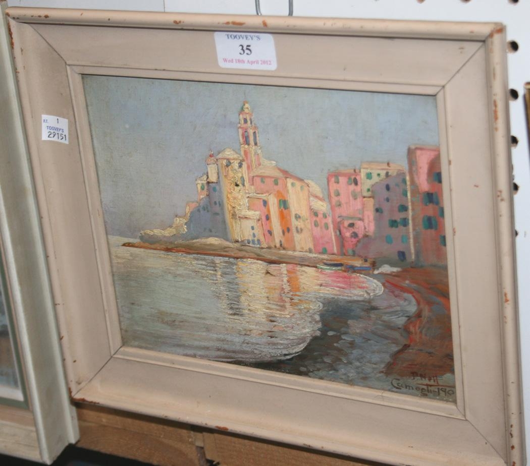 Artwork by P. Nell, Camogli, Made of oil on panel