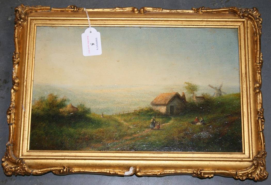 Artwork by C. Stuart, View near Hastings, Made of oil on board