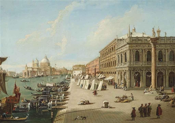 The Molo, Venice, looking West with the column of St. Theodore by Canaletto