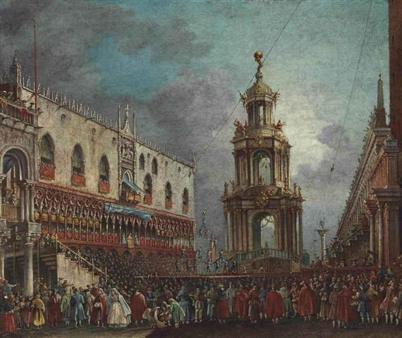 A view of the Piazzetta at Carnival, Venice by Francesco Zanin