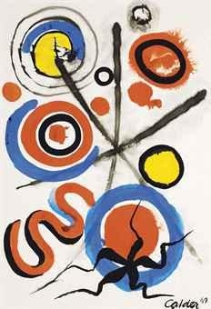 Artwork by Alexander Calder, The Blue C, Made of gouache on paper