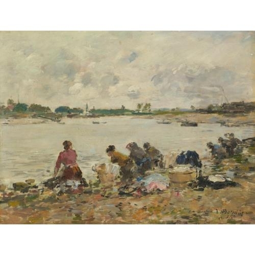 Eugène Louis Boudin | Laveuses au bord de la Touques (1894 - 1897