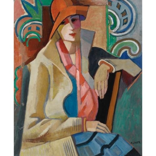 Artwork by AndrÃ© Lhote, PORTRAIT D'ANNE, Made of Oil  on  paper  laid  down  on  canvas