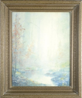 A foggy morning forested landscape - John Marion Crook