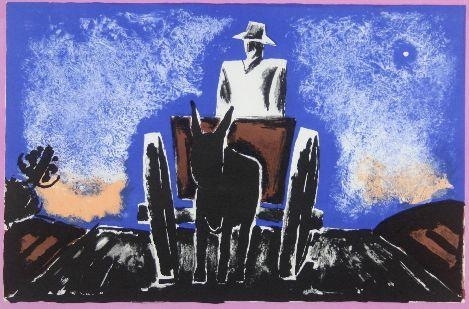 farmer with cart and mule