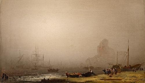 Artwork by Friedrich Preller the Younger, COASTAL LANDSCAPE WITH FOGG, Made of Oil on canvas