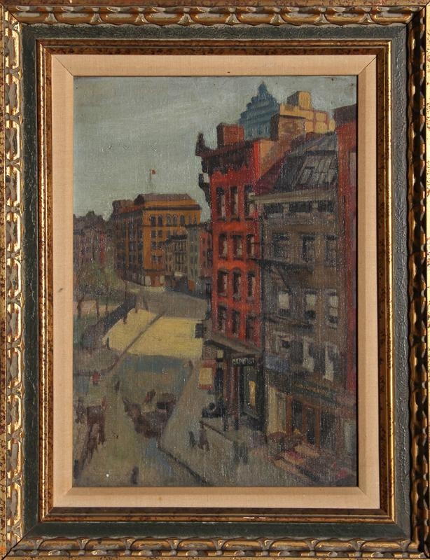 Artwork by Raphael Soyer, City Street, Made of Oil on Board