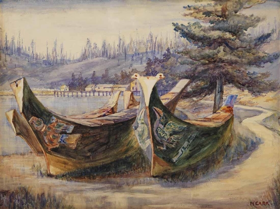 War Canoes, Alert Bay by Emily Carr, 1908