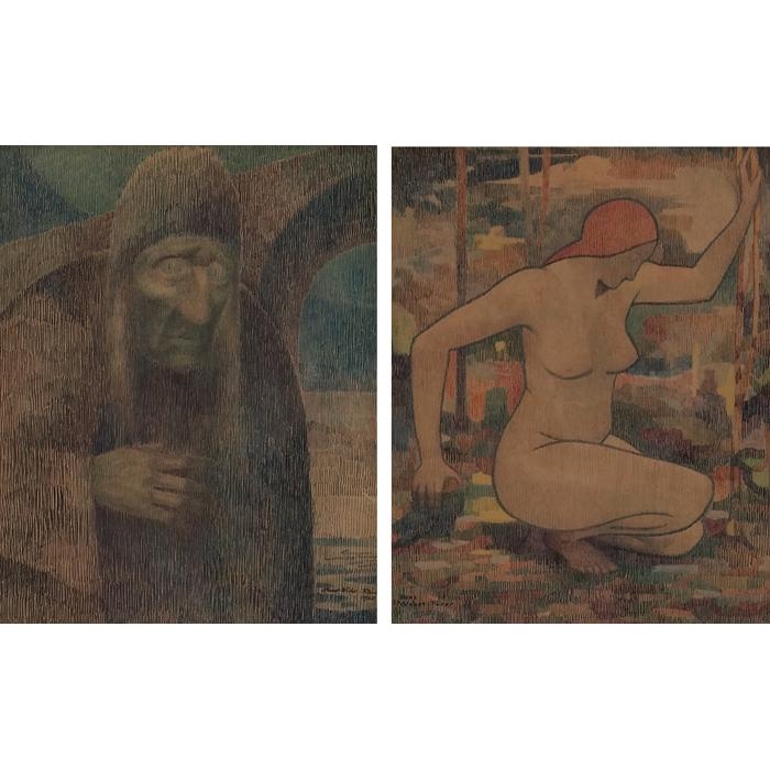 Artwork by Hans Furer, Figure Studies, Made of mixed media drawings