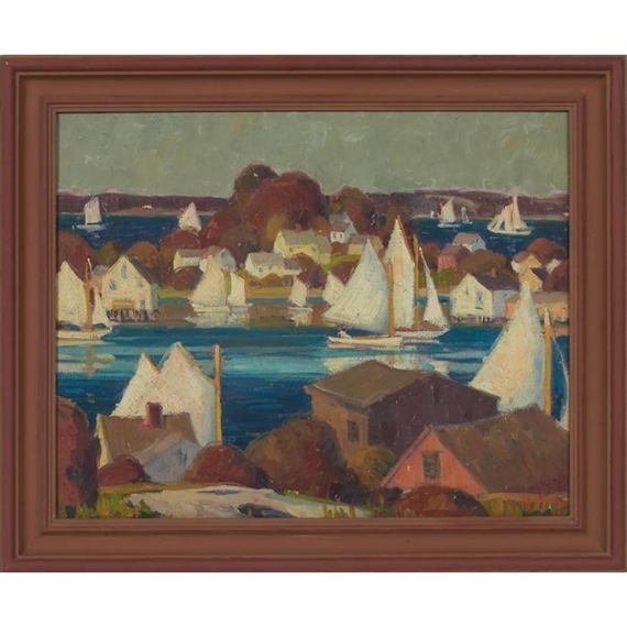 Harbor Scene by Irma René Koen, 1950