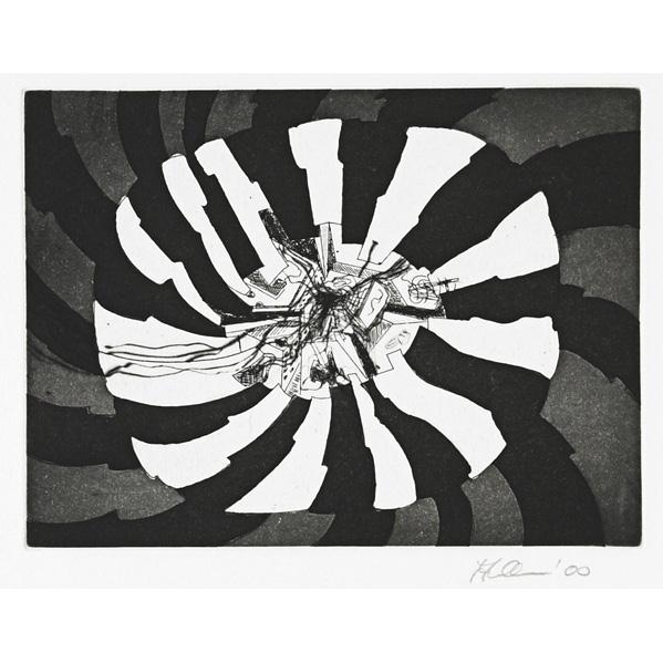 Artwork by Franz Ackermann, Six works: Helicopter (Moving Shopping Center), Long Distance, Grand Opening (Shop Til You Drop), In & Out, Helicopter (Moving Parc), Sculpture Parc, Made of etchings