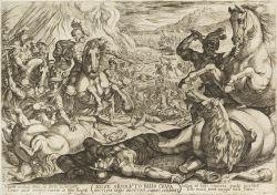 Iosue Absoluto Bello Crura Hostium Equis Amputat, Currus Comburit by Antonio Tempesta