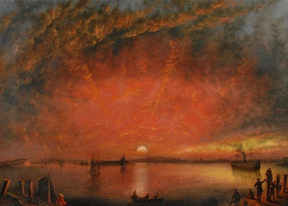 Sunset Over Baltimore Harbor by Nicolino Vicompte Calyo, 1835