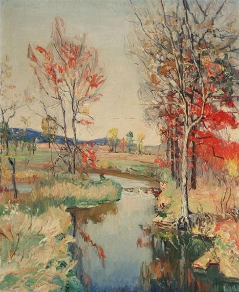 Autumn River Landscape by Walter Emerson Baum, 1932