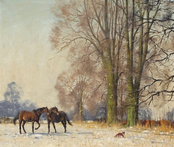 WINTER AT ENVILLE, STAFFORDSHIRE by Walter Robin Jennings, 1971