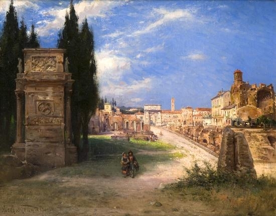 ROME, SCENE OF LIFE CLOSE TO PORTA FURBA by Othmar Brioschi, 1897