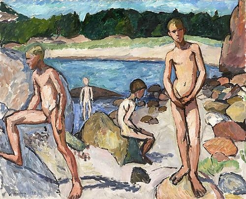 Bathing boys by Jean Heiberg, 1911
