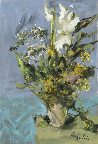 Bouquet of Flowers on a Blue Background