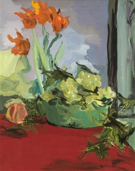 Still Life with a Vase and Red Tulips - Dimitri‏ Dmitriévitch Bouchène 
