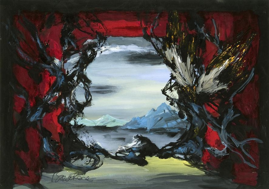 Artwork by Dimitri‏ Dmitriévitch Bouchène , Set Design for "Swan Lake", Made of Gouache on paper