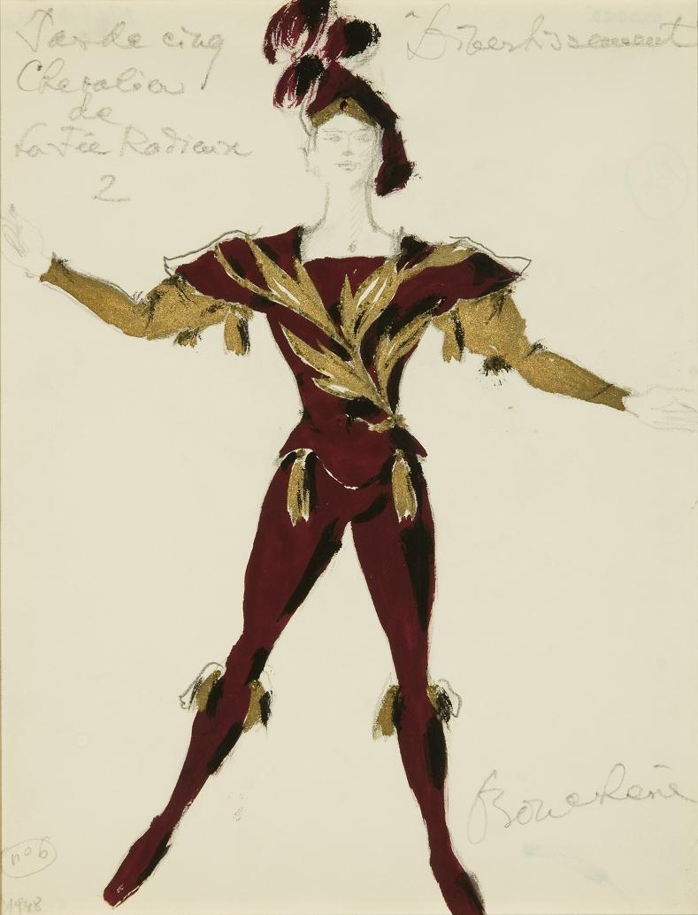 Artwork by Dimitri‏ Dmitriévitch Bouchène , 5 works: Costume Designs for "Divertissment", Made of Charcoal and gouache on paper