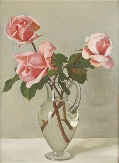 STILL LIFE OF PINK ROSES by John Bulloch Souter