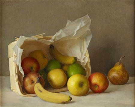 Artwork by John Bulloch Souter, STILL LIFE OF FRUIT, Made of oil on board