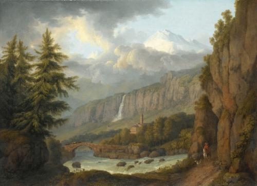 VIEW  OF  GIORNICO  FROM  THE  ST.  GOTTHARD  PASS,  SWITZERLAND by Jacob Philippe Hackert, 1783