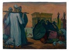 Scène animée devant le temple de Philaé by André Maire, 1978