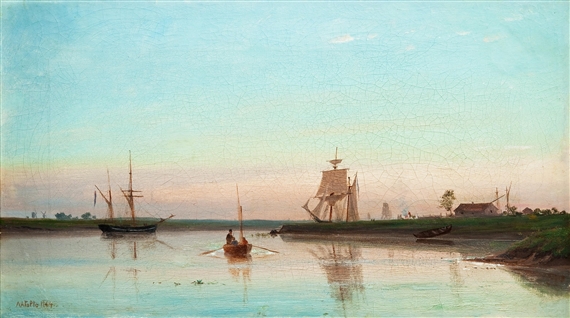 Still Sea Landscape by Lev Felixovich Lagorio, 1864