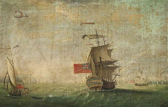 Ships of the Royal Navy in the Channel off Dover