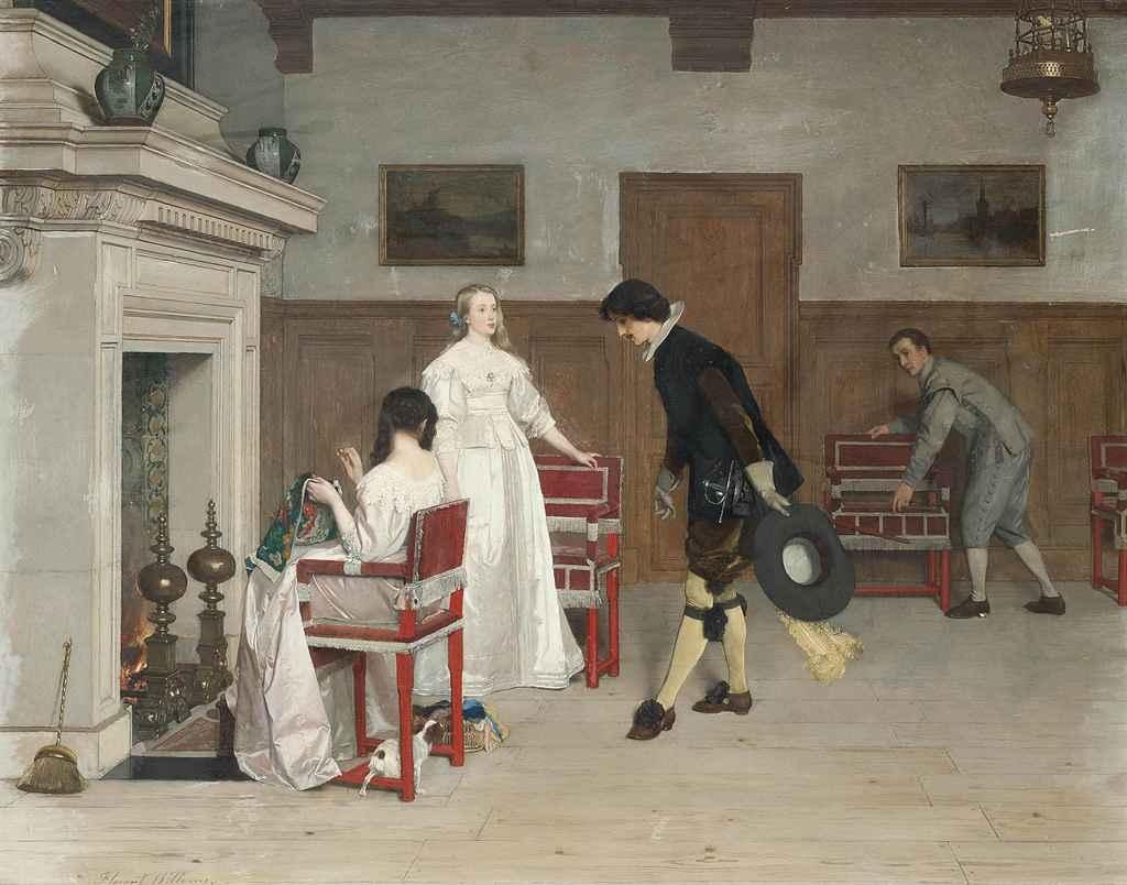 Artwork by Florent Willems, The introduction, Made of oil on panel